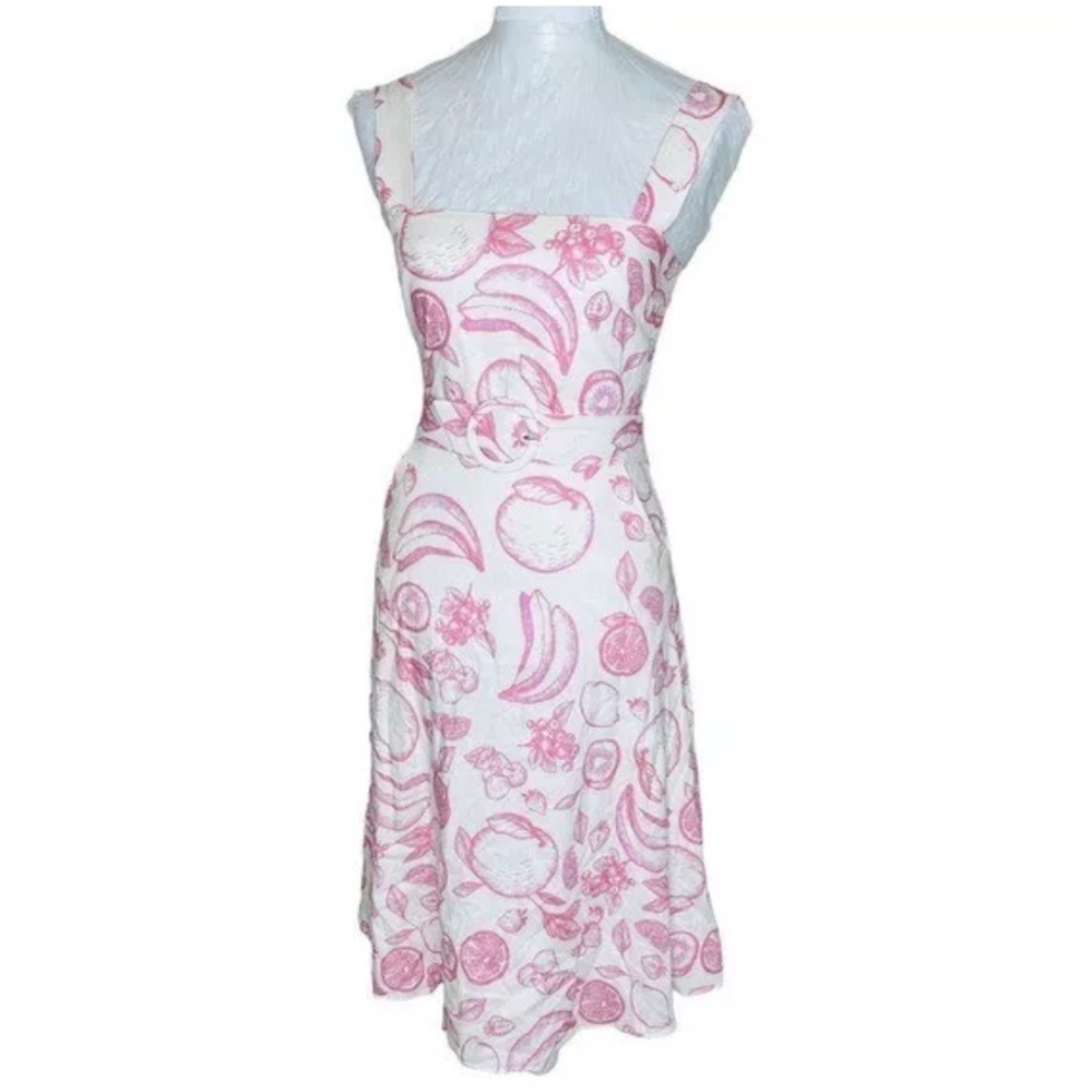 Amanda Uprichard Posey Pink Macedonia Belted Midi Dress